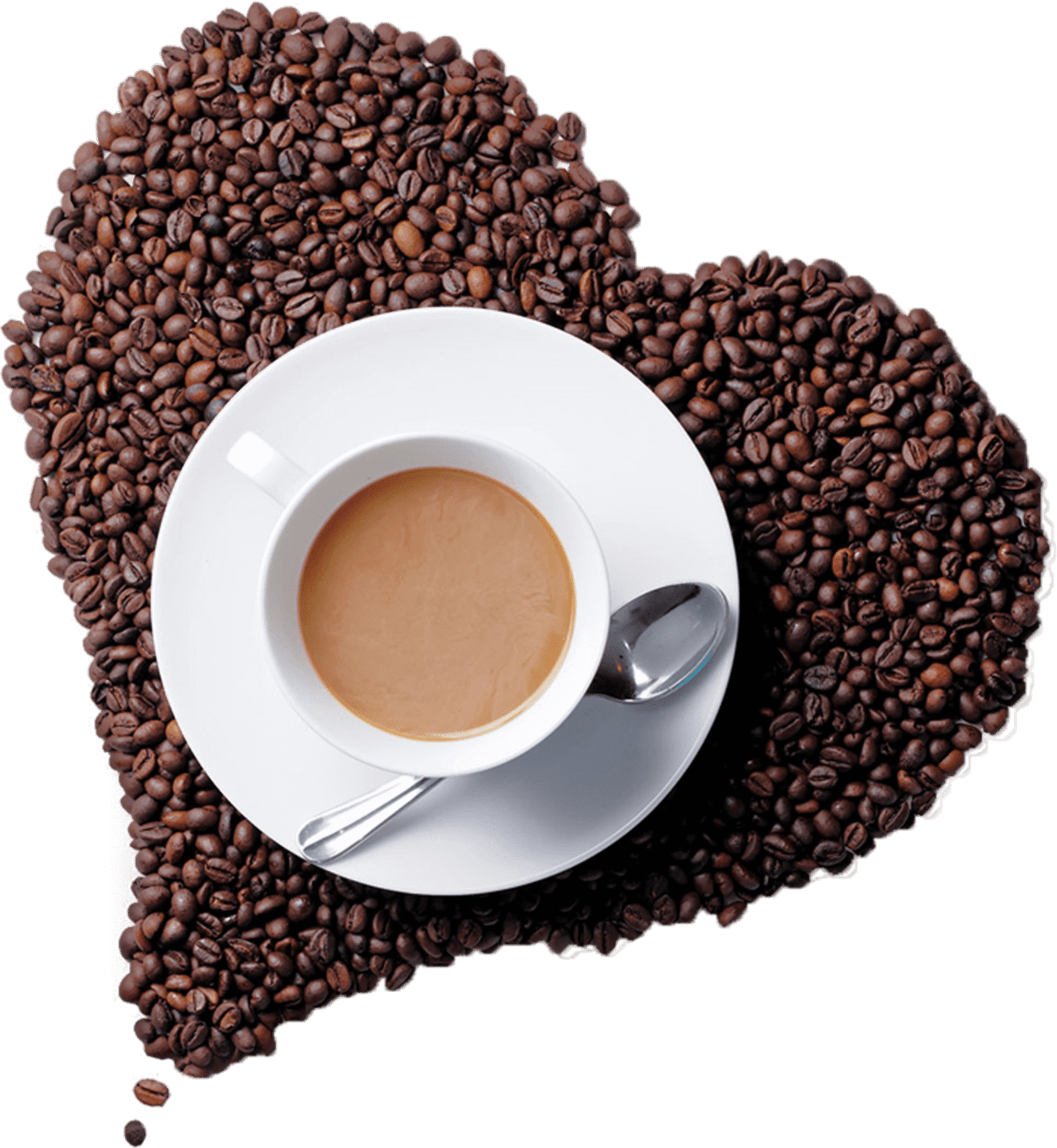 coração de café com xícara de café em cima